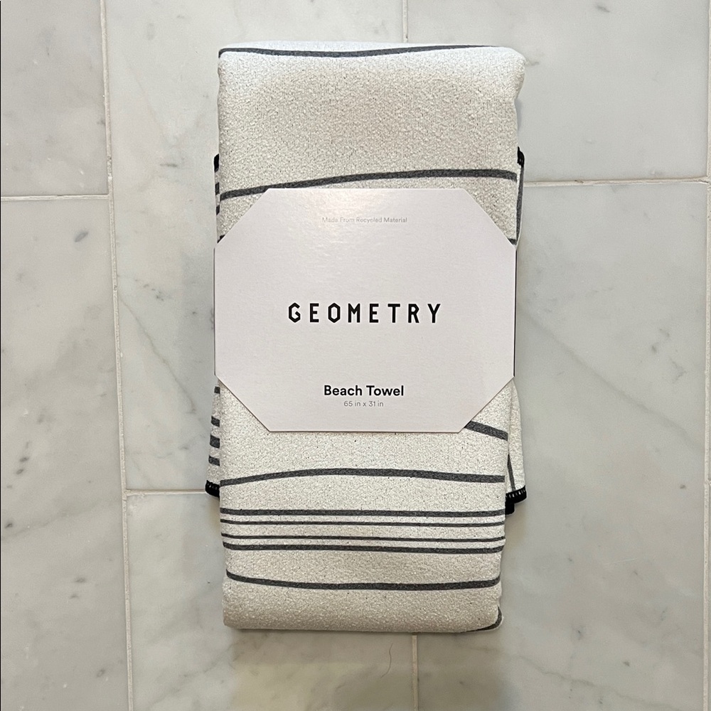 Geometry Beach Towel in White and Black